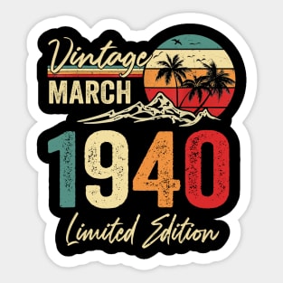 march 1940 vintage birthday Sticker